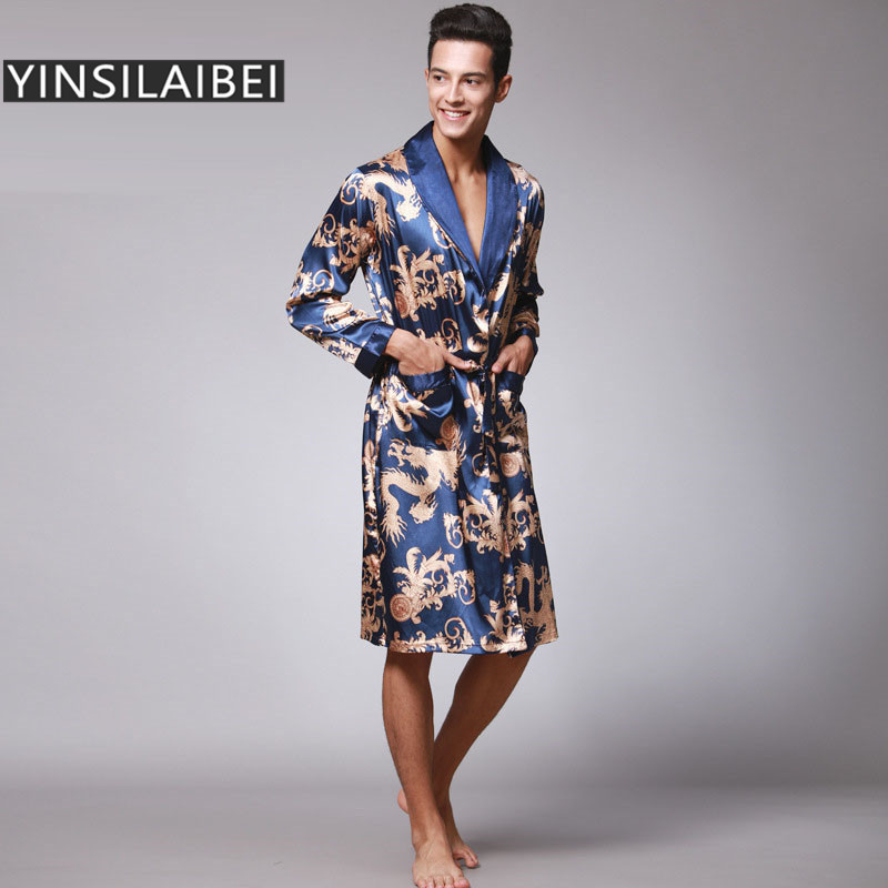 Dragon Men's Sleepwear Male Robe Plus Size Men Bathrobe Faux Silk Satin Nightgown Kimono Homme Home Wear for Men SY109#10, Black
Dragon Men's Sleepwear Male Robe Plus Size Men Bathrobe Faux Silk Satin Nightgown Kimono Homme Home Wear for Men SY109#10, Black
