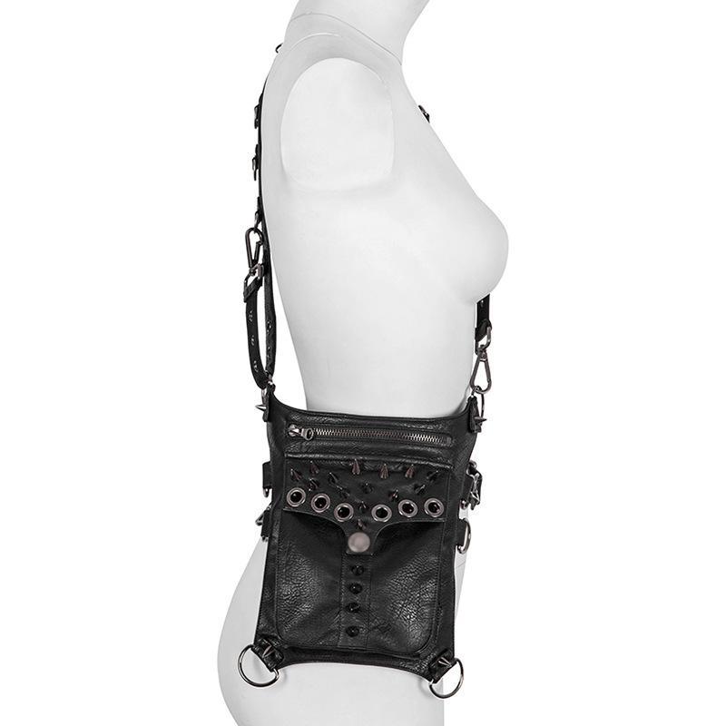 Women PU Leather Drop Leg Bag Rock Motorcycle Female Messenger Shoulder Crossbody Bags Small Waist Fanny Riding Pack