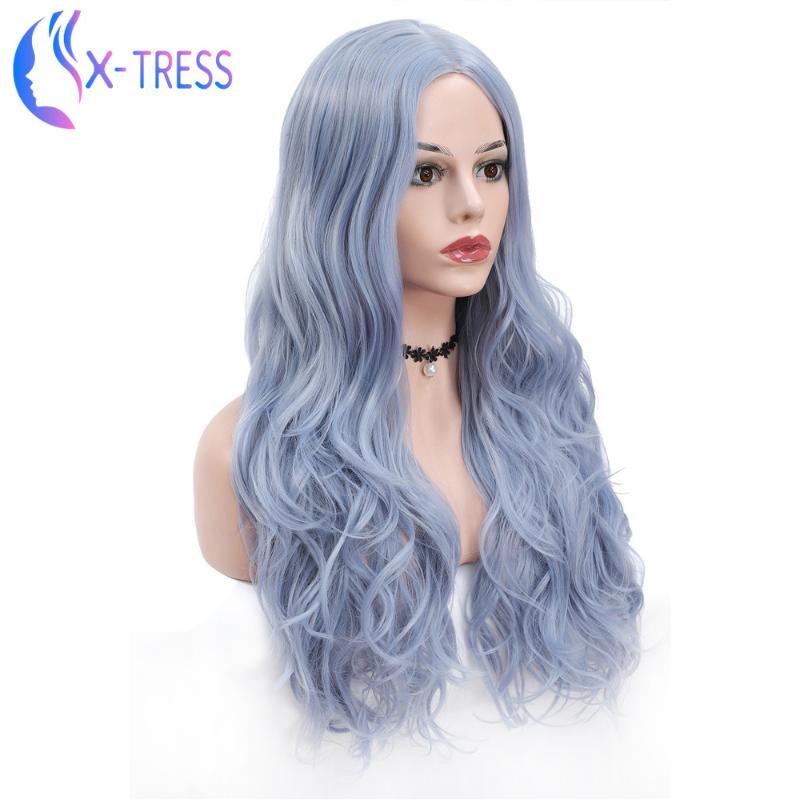 X-TRESS Fashion Synthetic Blue Wigs Long Curly Hair Wigs No Bangs High Temperature Fiber Hair for Women for Daily Party Cosplay, Water wave-26inch
X-TRESS Fashion Synthetic Blue Wigs Long Curly Hair Wigs No Bangs High Temperature Fiber Hair for Women for Daily Party Cosplay, Water wave-26inch