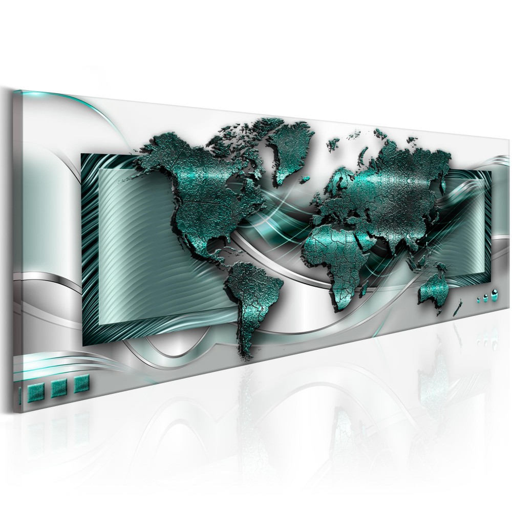 Abstract metal world map Design Canvas Print Wall Art Modern Home Decoration, Choose Color & Size(Multicolor)No Frame