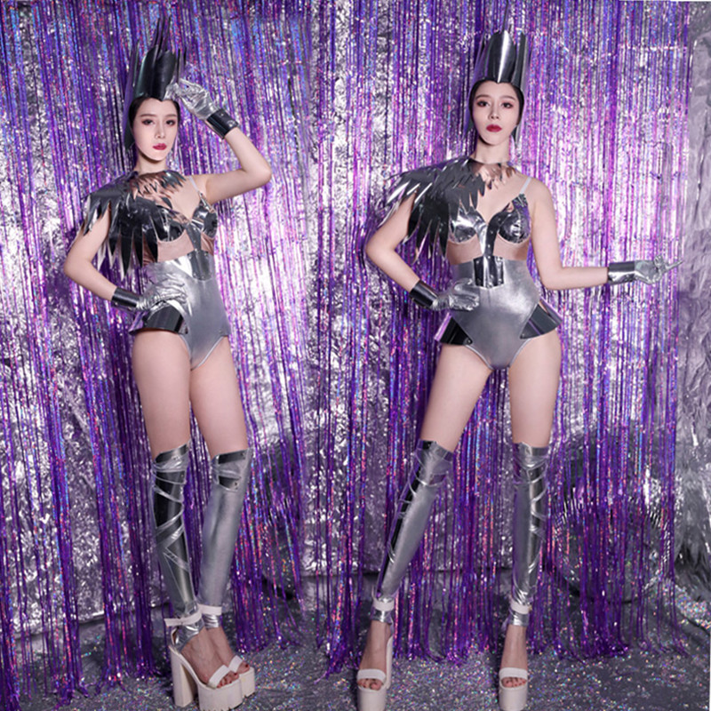 Women Club Party Cosplay Space Dance Clothing Sexy DJ Singer Performance Stage Wear Silver Patent Leather Bodysuit Dance Costume
Women Club Party Cosplay Space Dance Clothing Sexy DJ Singer Performance Stage Wear Silver Patent Leather Bodysuit Dance Costume