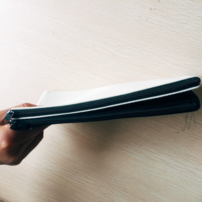 Blank Canvas Black Zipper Pencil Cases Pen Pouches Cotton Cosmetic Bags Makeup Bags Mobile phone Clutch organizer