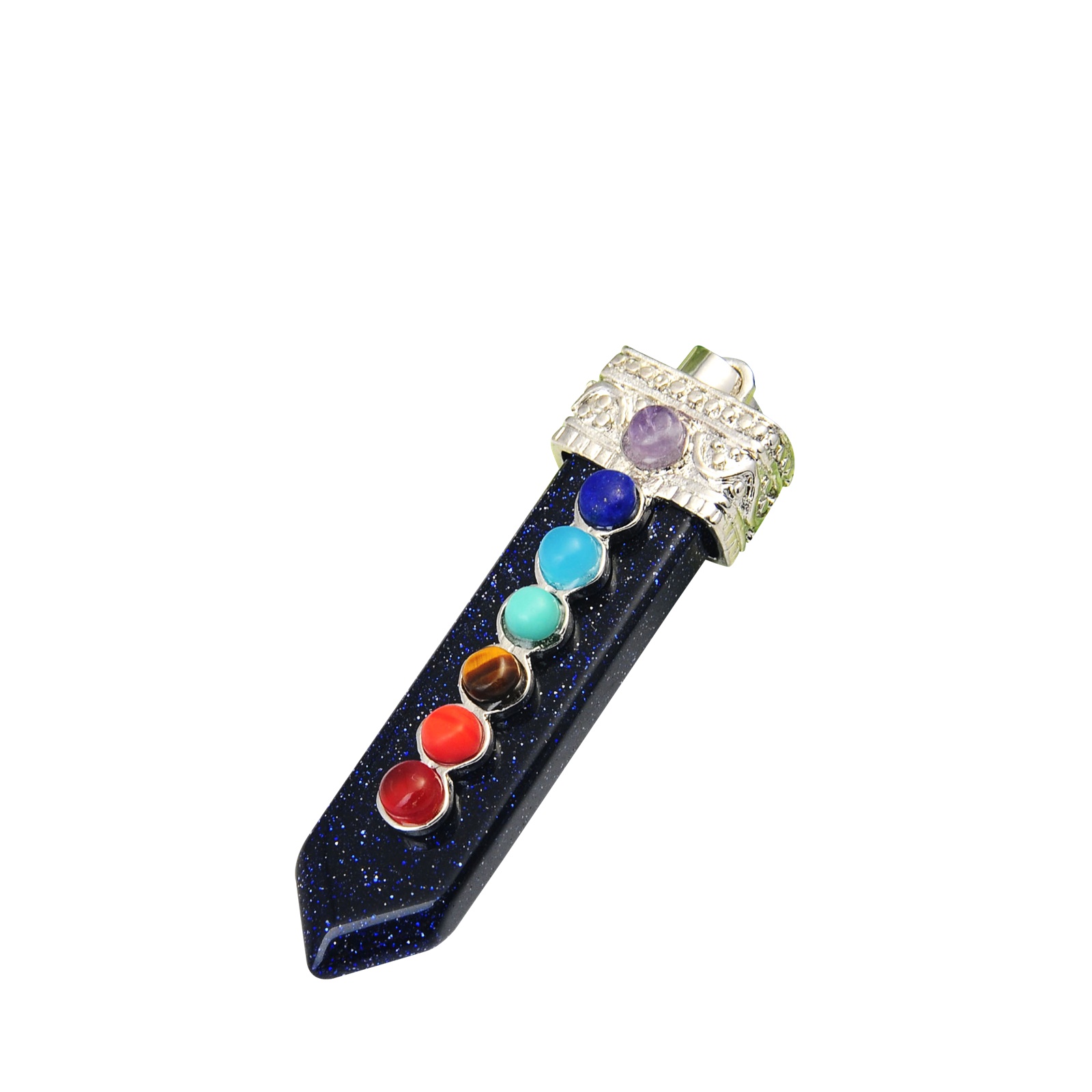 Seven chakras sword-shaped pendants for men and women meaning popular fashion 2019