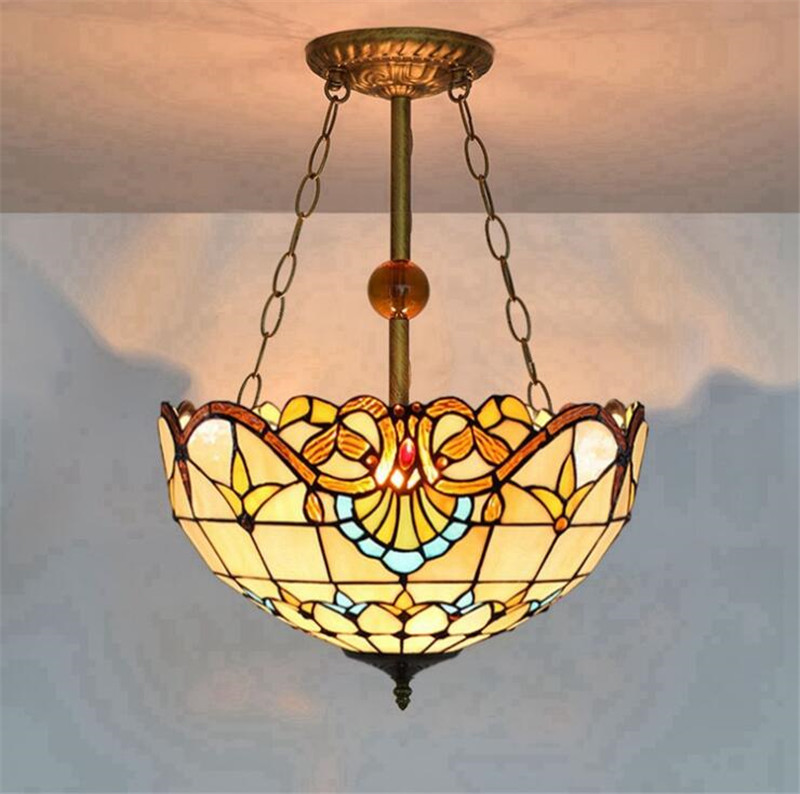 European creative glazed chandelier Tiffany stained glass living room dining room bedroom bar club decoration anti-chandelier TF045
