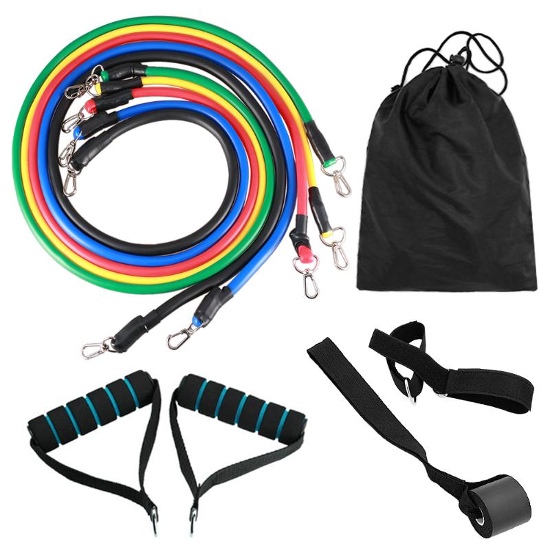 

11 PCS Gym Fitness Stretch Bands Set yoga Resistance Bands Powerlifting Exercise Stretch with Door Anchor and Handles