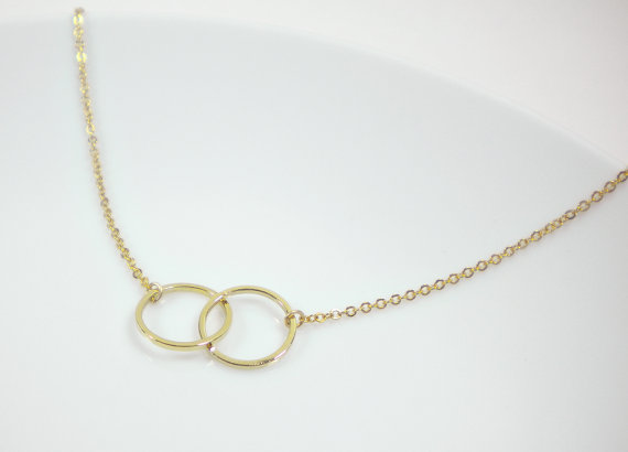 Fashion- Min1pc Gold And Silver Infinity Double Circles Necklace For Girls Interlocking Circles Pendant Necklace Xl184 Christmas Gift