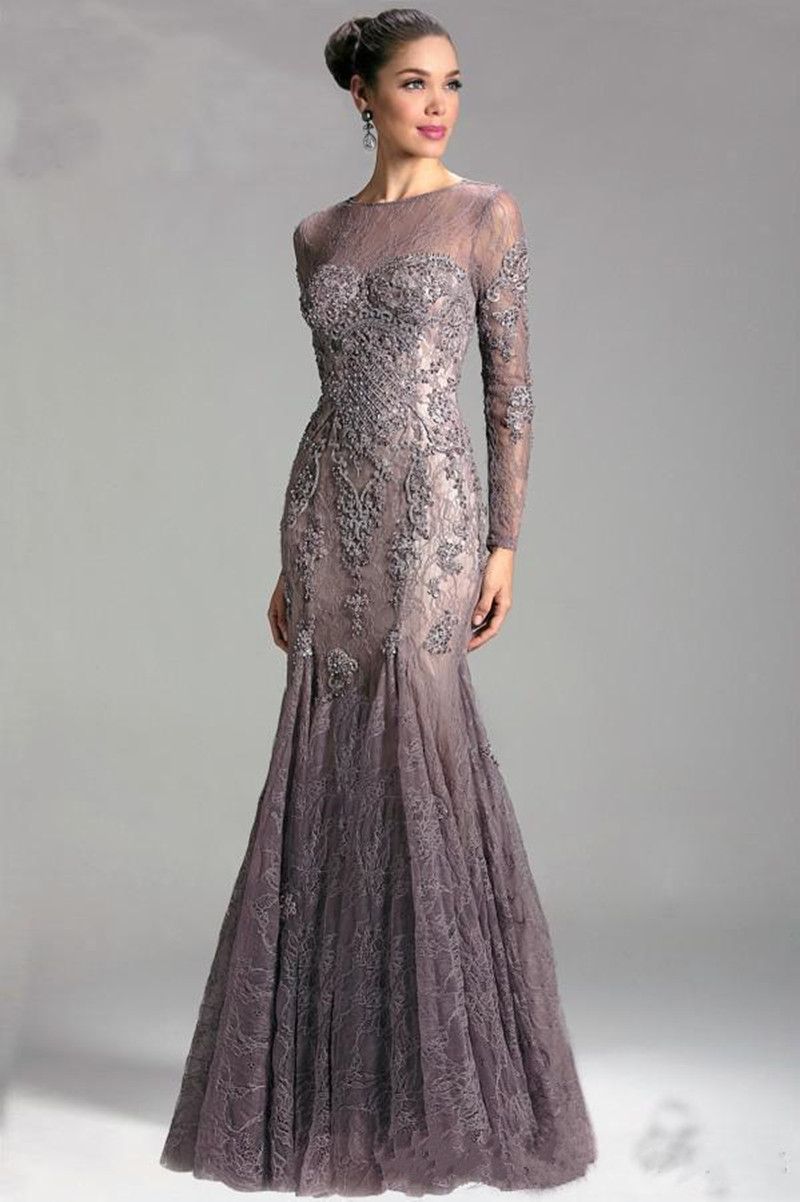 2019 New Formal Arabic Dubai Kaftan Elegant Long Sleeves Evening Gowns Beaded Lace Mermaid Evening Party Gowns Prom Dresses vestidos de