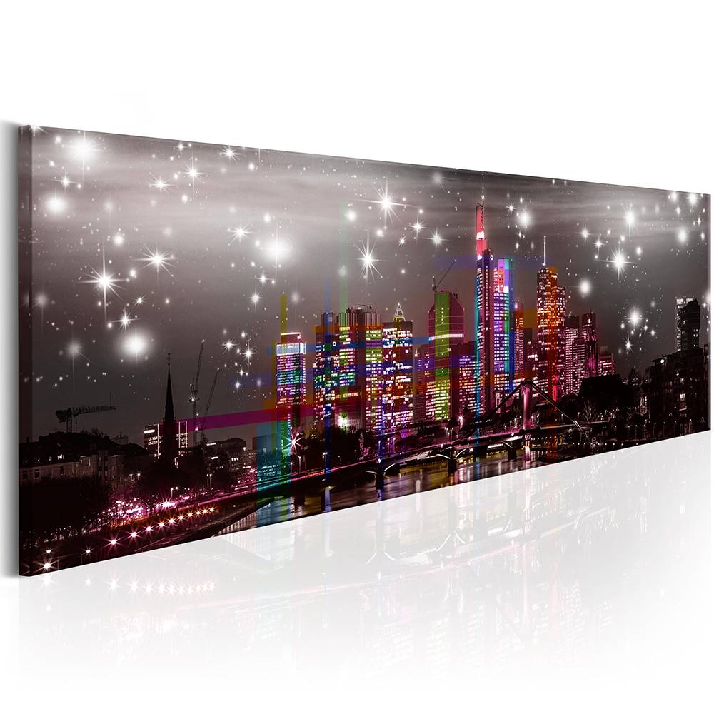 ( No Frame )1 Panels Beautiful Night Light Buildings Wall Decoration Modern City Landscape Photography Art Picture ,(Multicolor)