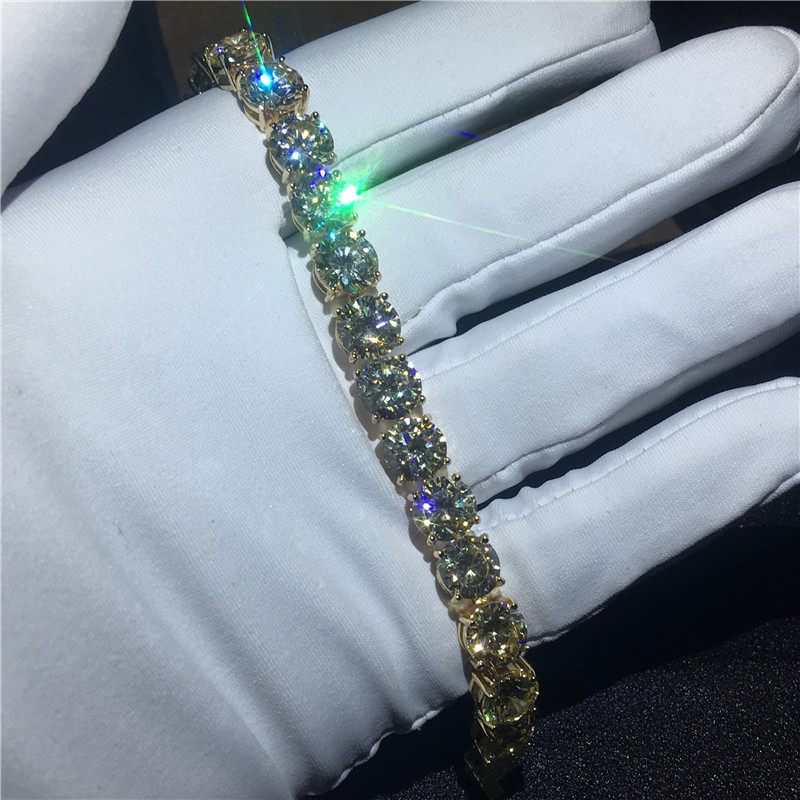 Vecalon Tennis Bracelet 8mm Diamond White Yellow gold filled wedding Bracelets for women men Hiphop Party Jewelry Gift