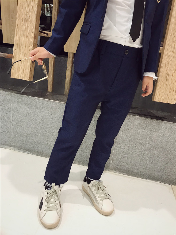 2019 Handsome Blue Boys Formal Wear Jacket Pants 3 Pieces Set Suits for Wedding Dinner Children Kids Tuxedos