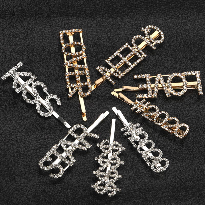 1Pc Shining Letter Hairpins Crystal Shiny Geometric Rhinestones Hair Clips Women Styling Tool Hairgrip Diamond Hair Accessories
1Pc Shining Letter Hairpins Crystal Shiny Geometric Rhinestones Hair Clips Women Styling Tool Hairgrip Diamond Hair Accessories
