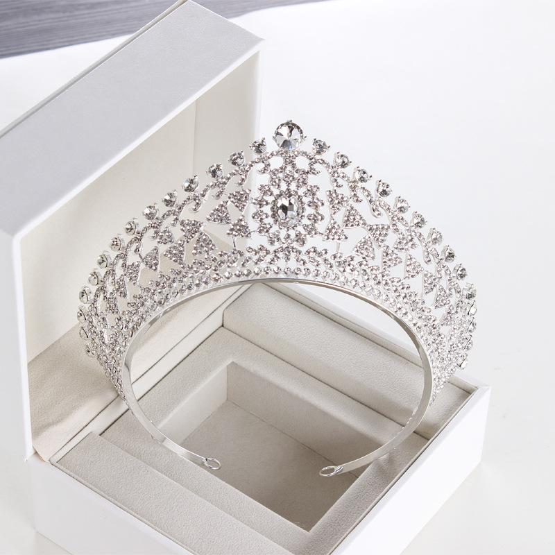 Luxury Full Circle Tiaras Pageant Clear Austrian Rhinestones King Queen Princess Crowns Wedding Bridal Brides Crown Party HeadPieces 5 Color