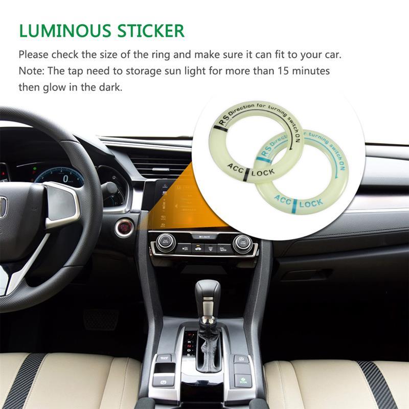Coil LED Luminous Motorcycle Car Ignition Key Hole Ring Night Glow Decor Sticker for Honda Civic Accord CR-V Odyseey