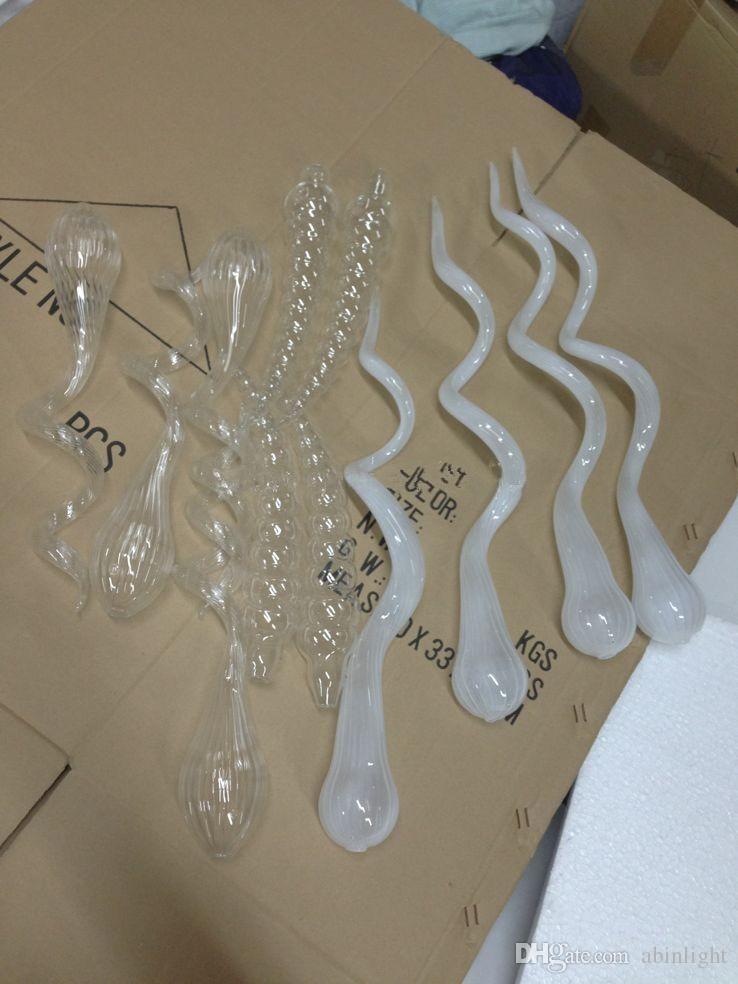 White Clear Color Customized Size Blown Glass Chandeliers Morden Murano Style Glass LED Chain Chandelier Lighting