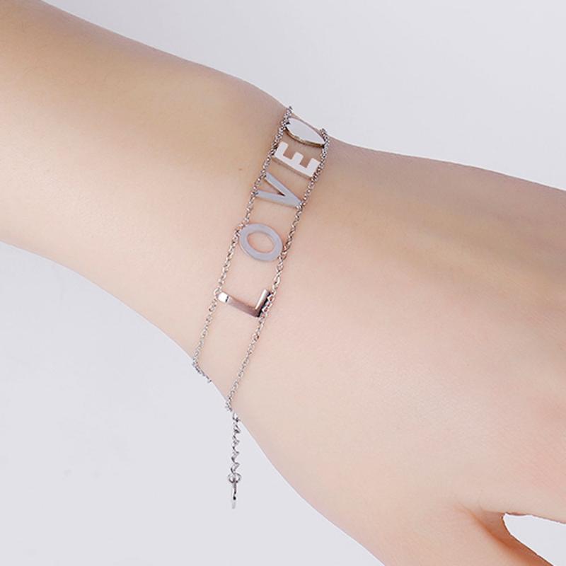 Charm Bracelets Simple Letter LOVE Heart Charms For Women Silver Double Chain Bangle Bracelet Girls Fashion Jewelry Pulseira 2021
Charm Bracelets Simple Letter LOVE Heart Charms For Women Silver Double Chain Bangle Bracelet Girls Fashion Jewelry Pulseira 2021