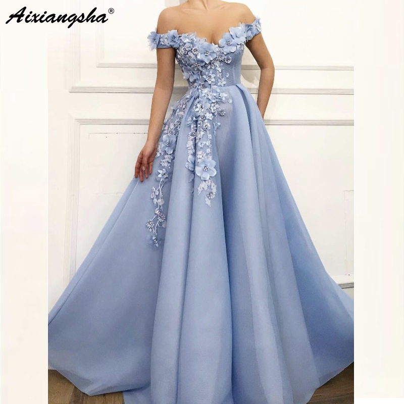 Charming Blue Evening Dresses 2019 A-Line Off The Shoulder Flowers Appliques Dubai Saudi Arabic Long Evening Gown Prom Dress, Black
Charming Blue Evening Dresses 2019 A-Line Off The Shoulder Flowers Appliques Dubai Saudi Arabic Long Evening Gown Prom Dress, Black