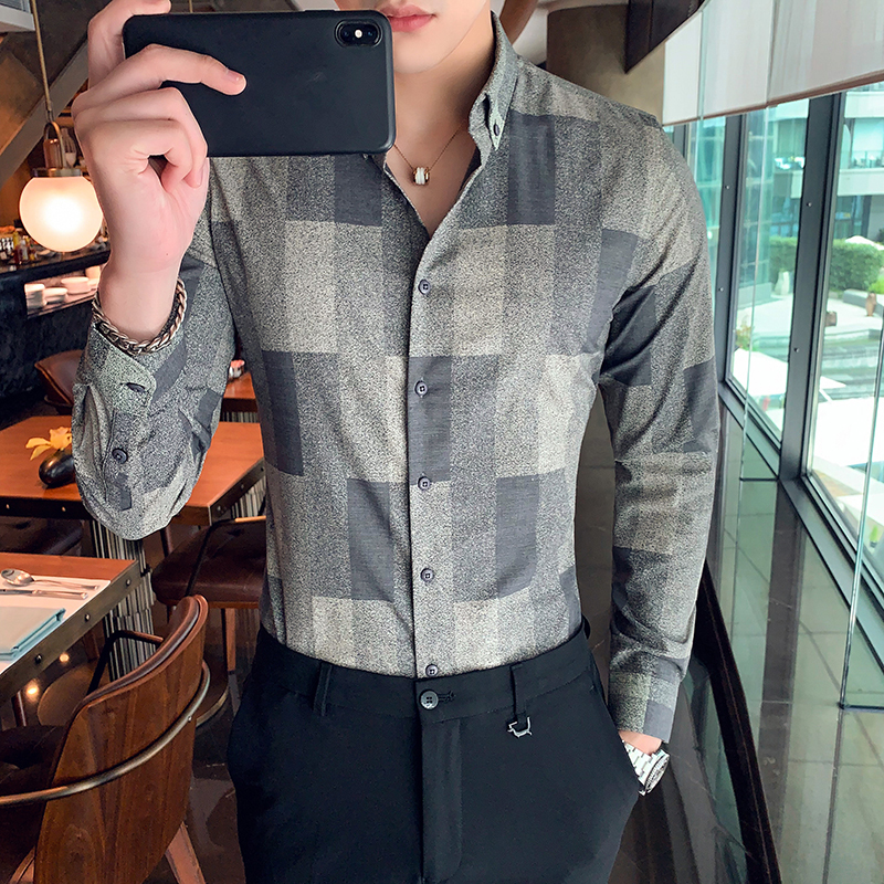 Men's long-sleeved shirt 2019 autumn and winter new casual shirt Slim plaid long-sleeved youth trend men's clothing, Black
Men's long-sleeved shirt 2019 autumn and winter new casual shirt Slim plaid long-sleeved youth trend men's clothing, Black