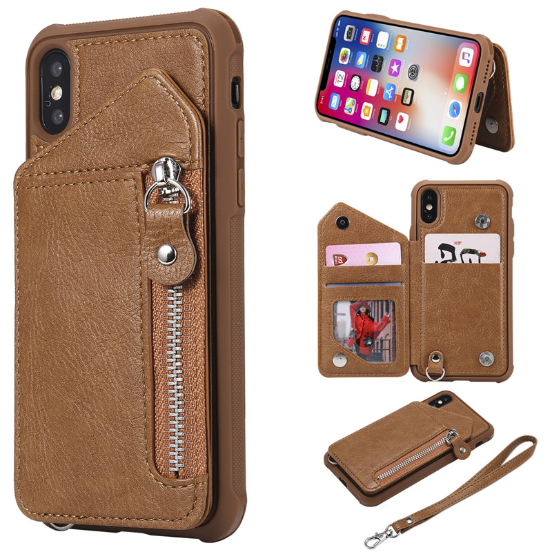 For iPhone X Case Zipper Humanized Card Slot Design Cover Double buckle Stand shockproof For iPhone XS, Brown
For iPhone X Case Zipper Humanized Card Slot Design Cover Double buckle Stand shockproof For iPhone XS, Brown