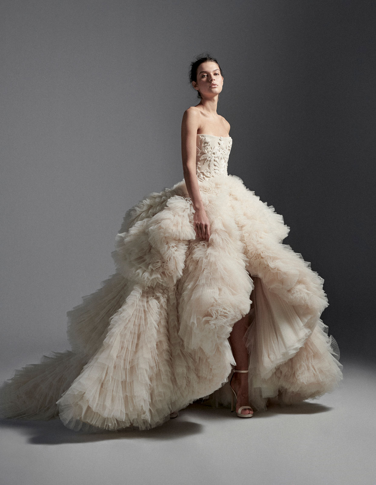 a e krikor jabotian dresses tiered ruffles strapless bridal gowns plus size zipper back wedding gown robe de marie custom