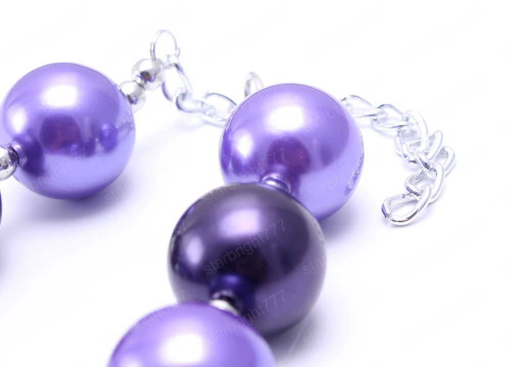 Cute Purple Color Kids Chunky Necklace Rose Flower Girls Child Bubblegum Beads Chunky Necklace Toddler Baby Jewelry