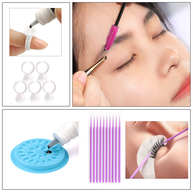Hand False Eyelashes Extension Practice Exercise Kit Makeup Mannequin Head Set Eye Lashes Graft Tool1