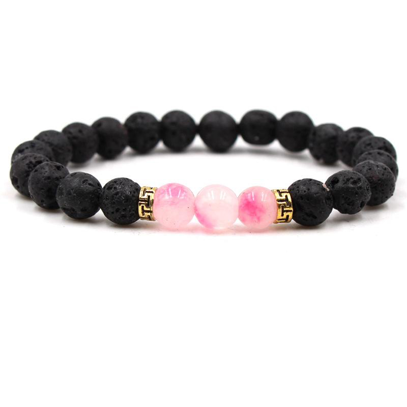 8mm Lava Rock Bracelets Natural Stone Tigereye Agate Silver Energy Bracelet Turquoise Healing Bangles For Women & Men Yoga Bracelet Gift