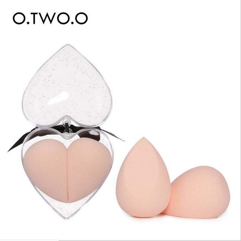 O.TWO.O 2pcs/set Makeup Sponge Heart-Shape Box Non-Latex Material Cosmetic Puff Powder Foundation Use Beauty Make Up Tools
