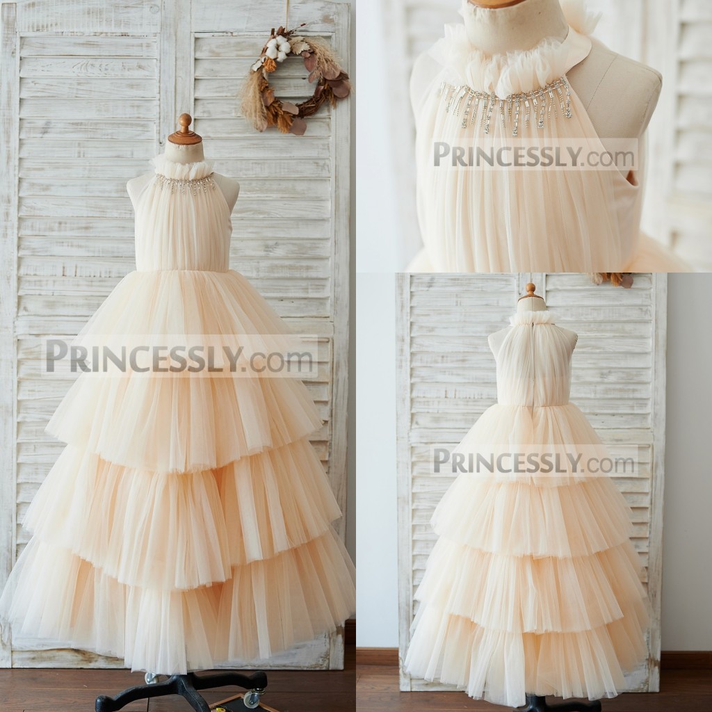 Newest Ball Gown Flower Girl Dress High Neck Sleeveless Tulle Beads Crystal Tiers Wedding Dress Ankle Length Girl's Birthday Part, Same as image
Newest Ball Gown Flower Girl Dress High Neck Sleeveless Tulle Beads Crystal Tiers Wedding Dress Ankle Length Girl's Birthday Part, Same as image