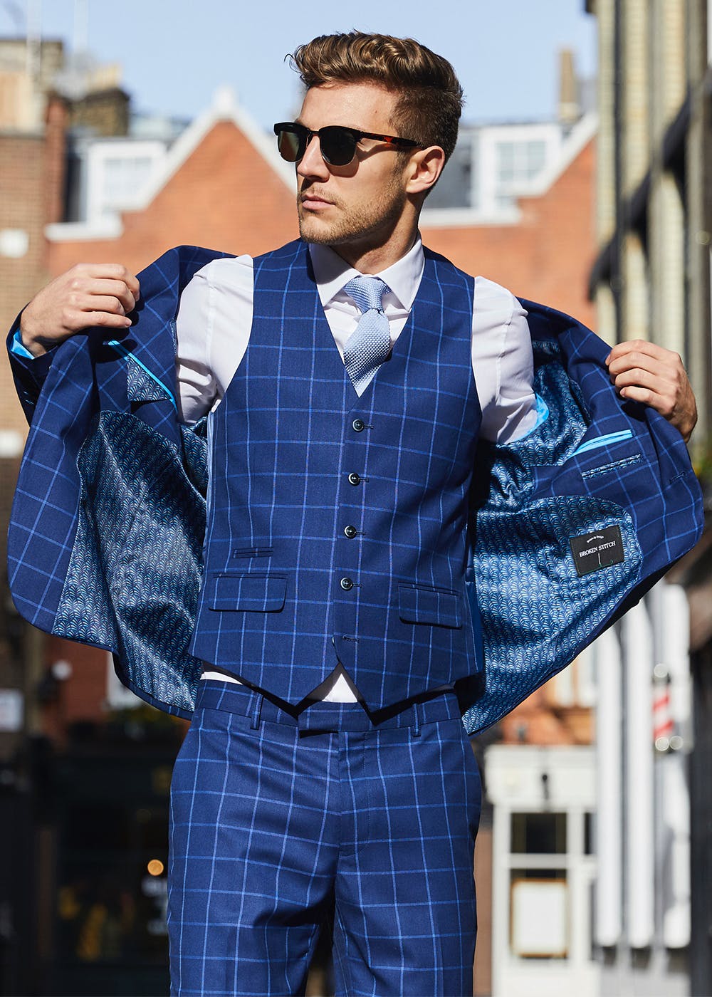 damier check groom tuxedos mens wedding suits three pieces peaked lapel top quality groomsmen evening prom party gowns