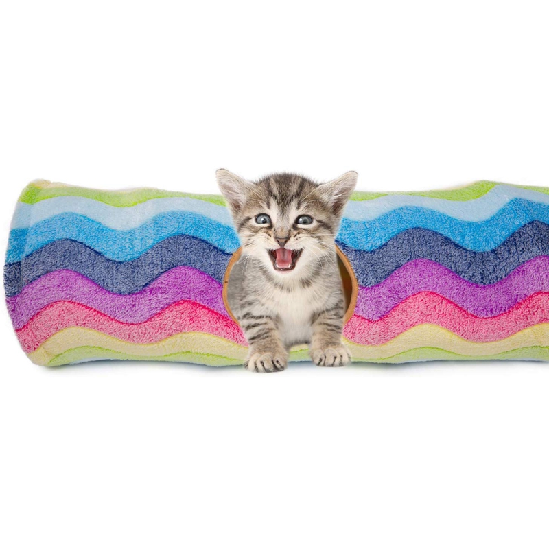Cat Tunnel Toy Collapsible Tunnel Tube with Plush Balls for Small Pets Rabbits Kittens Ferrets Puppy and Dogs