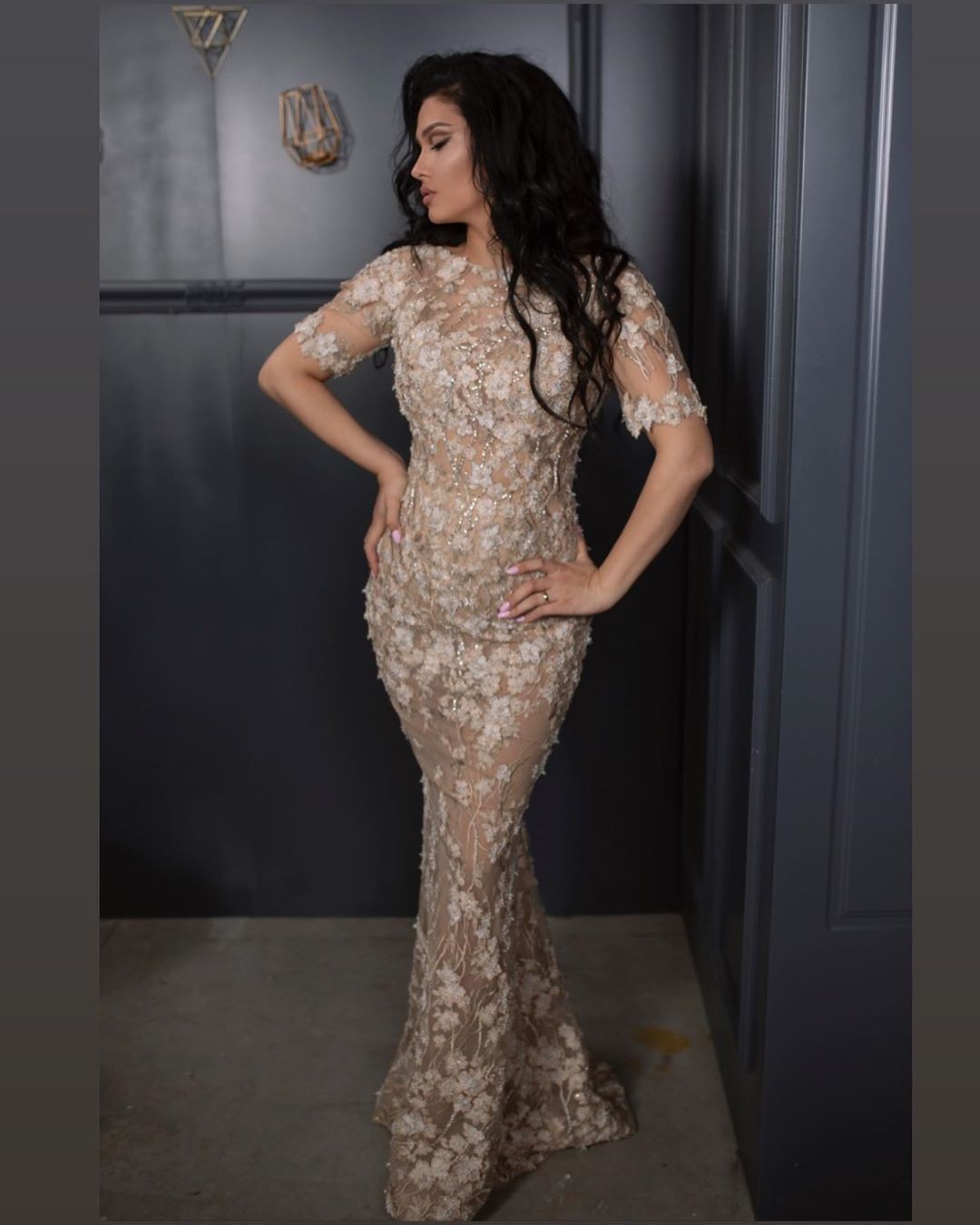 Lace Stunning Beaded Mermaid Evening Dresses Sequined Sheer Bateau Neck Short Sleeves Prom Gowns With Detachable Train Tulle Formal Dress