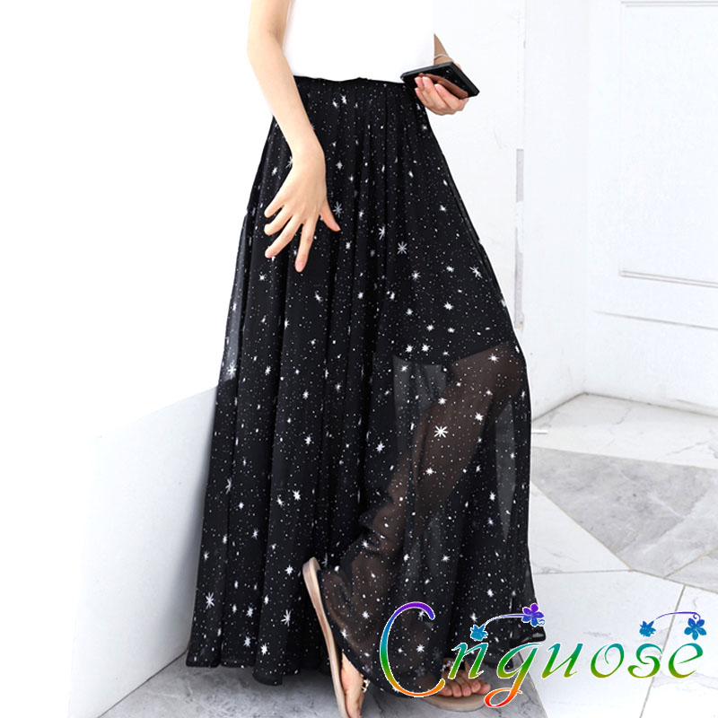 2020 Summer Fashion New Female Casual Mop the floor Black Chiffon Star Dot Pattern Maxi Long Skirt for Women Skirts
2020 Summer Fashion New Female Casual Mop the floor Black Chiffon Star Dot Pattern Maxi Long Skirt for Women Skirts