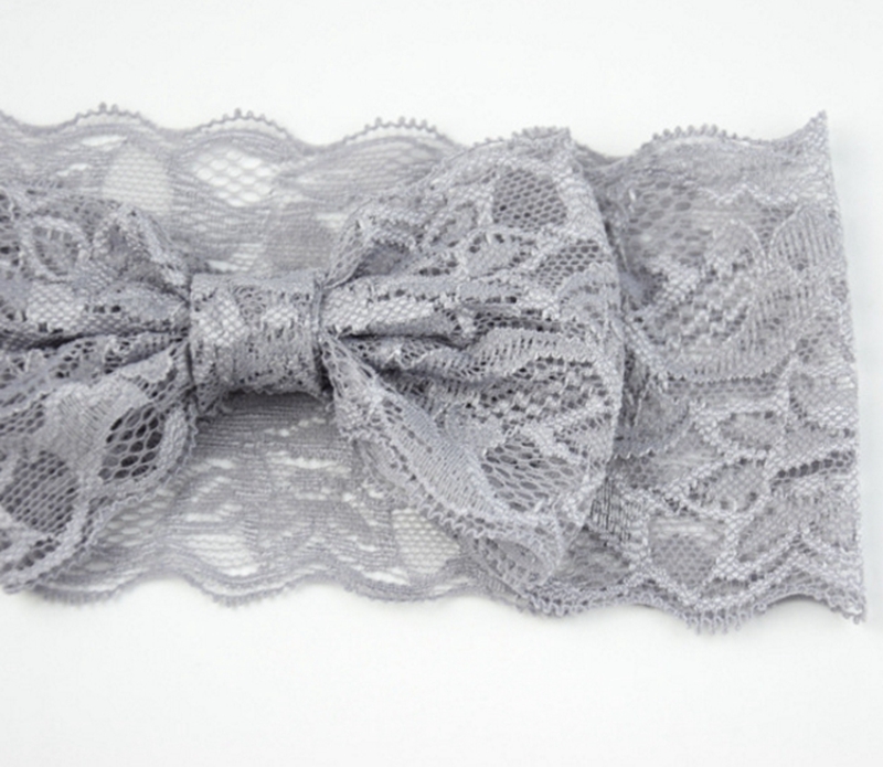 Headband Lace Bow Hairband Baby Girls Hair Bands Children Head Wrap Band Elastic Lace Headwear Kids Hair Accessories 12 Colors DHW2361
