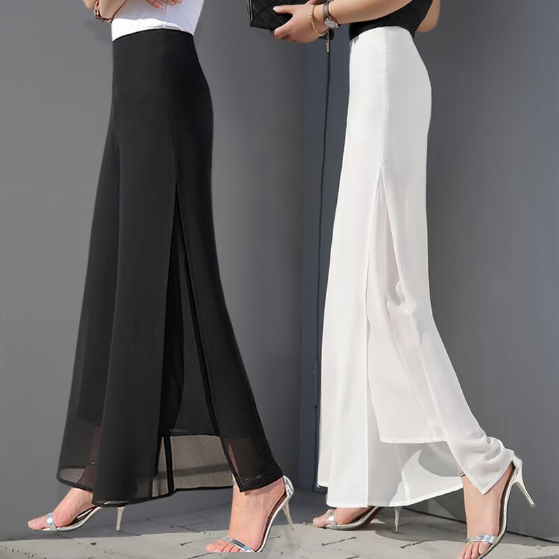 Chiffon trousers high waist trousers large size long skirt mesh loose pants straight casual pants split wide leg pants women, Customize
Chiffon trousers high waist trousers large size long skirt mesh loose pants straight casual pants split wide leg pants women, Customize