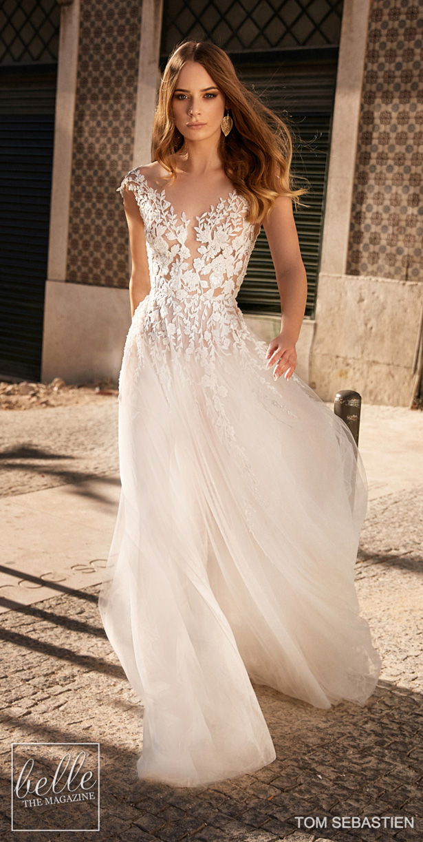 Gali Karten Beach Wedding Dresses Sheer Jewel Neck Lace Appliqued Backless A Line Boho Wedding Dress Custom Made Plus Size Bridal Gowns