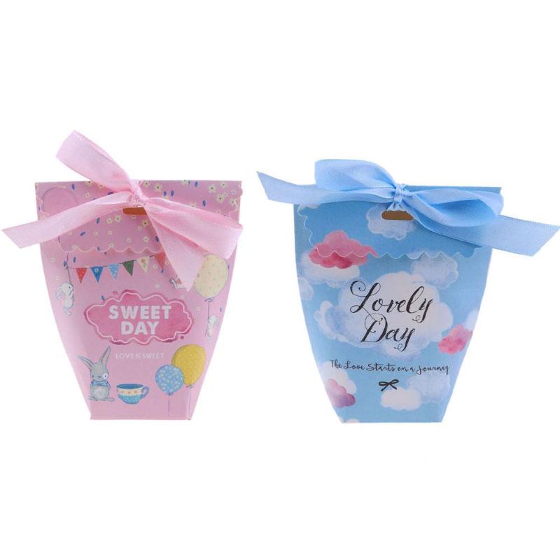 50Pcs Sugar Cake Candy Box Wedding Favor Marriage Baby Shower Gift Box Packaging Party Event Supplies 120x60x48mm