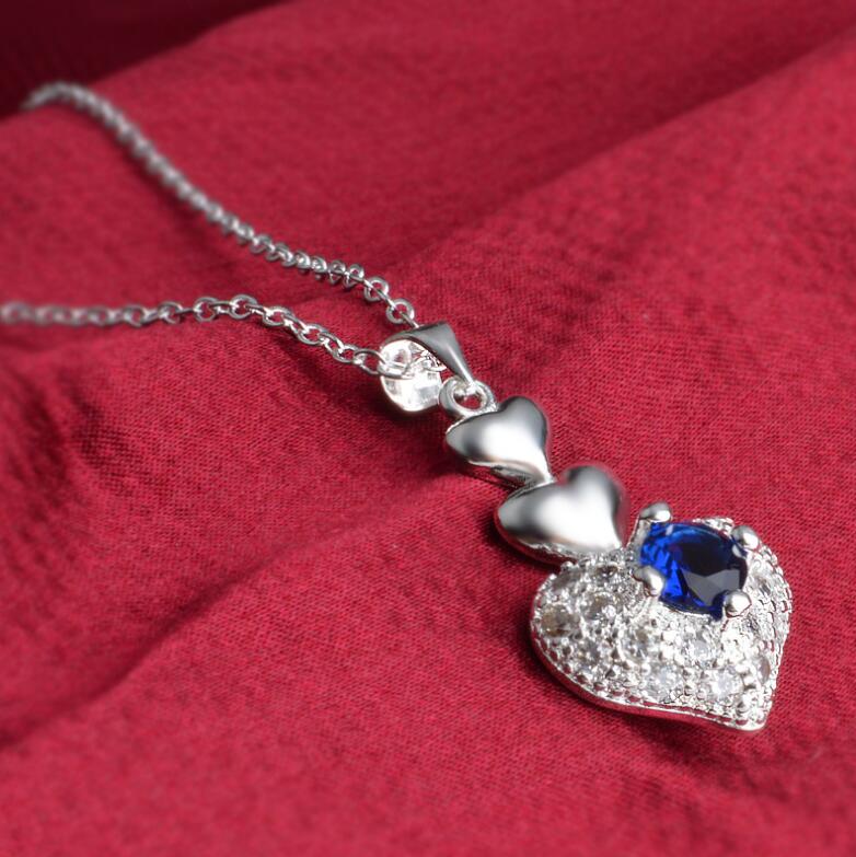Brand new high grade 925 sterling silver Zircon Heart Set - Blue jewelry sets DFMSS772 Factory direct sale free shipping wedding