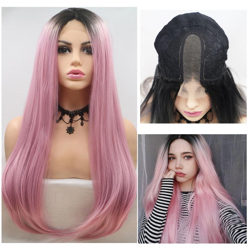 Long Straight Hair Pink Color Middle Part Lace Wig Ombre Hair Glueless Heat Resistant Synthetic Lace Front Wig for Fashion Women, Black straight
Long Straight Hair Pink Color Middle Part Lace Wig Ombre Hair Glueless Heat Resistant Synthetic Lace Front Wig for Fashion Women, Black straight