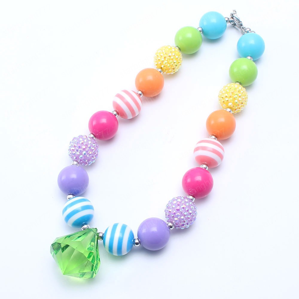 Colorful Acrylic Beads Necklace For Child/Girls/Kids Chunky Bubblegum Necklace Handmade Party Jewelry Gift New