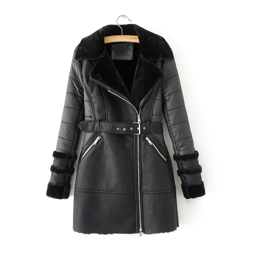 winter women pu black 2019 fashion coat ladies leather sashes zippers turn down collar long female patchwork warm chic coats
winter women pu black 2019 fashion coat ladies leather sashes zippers turn down collar long female patchwork warm chic coats
