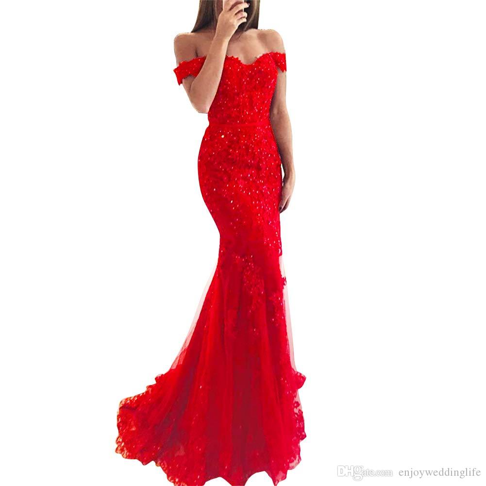 Off The Shoulder Mermaid Long Evening Dresses Tulle Appliques Beaded Custom Made Formal Evening Gowns Prom Party Wear