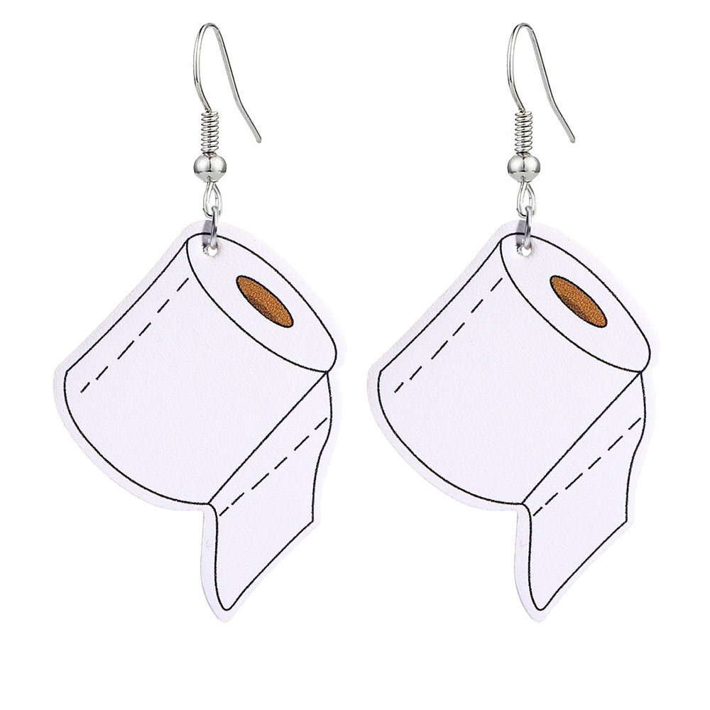 2020 Creative Mask Drop Earrings For women PU Leather Tissue Paper Dangle Charm Hoop Earring Fashion Party Jewelry