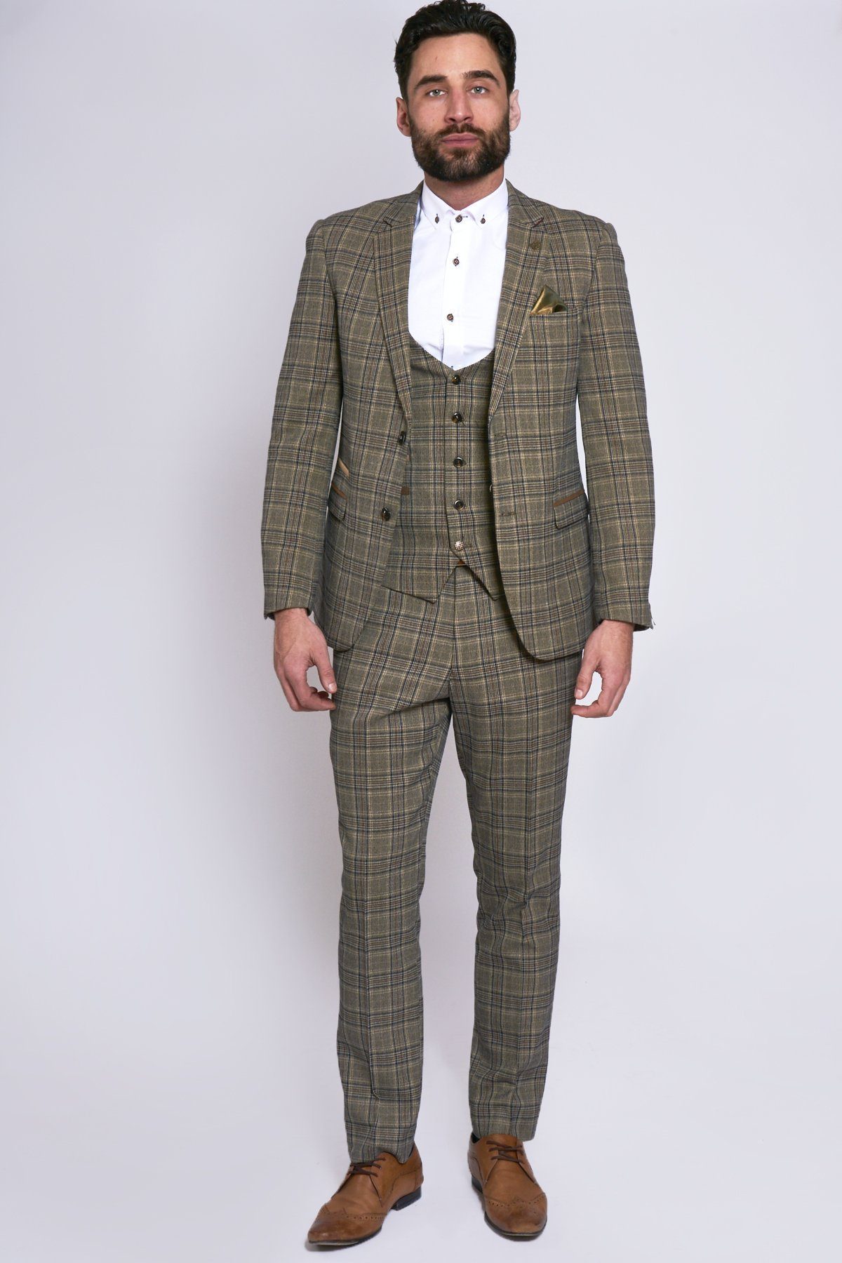 British Style Plaid Mens Wedding Tuxedos Notched Lapel 3 Pieces Groom Wear For Wedding Party Formal Custom Made Blazer Clothing