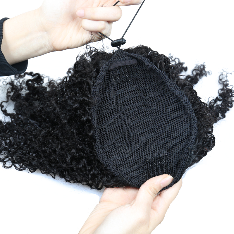 Full and sleek deep wave ponytail hairstyle natural blow out Elegant low drawstring ponytail extension 140g