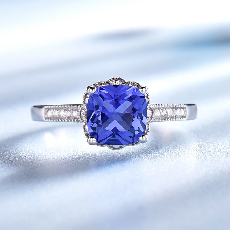 UMCHO Tanzanite Gemstone Rings for Women 925 Sterling Silver Ring Birthstone Engagement Wedding Romantic Valentines Jewelry V191220