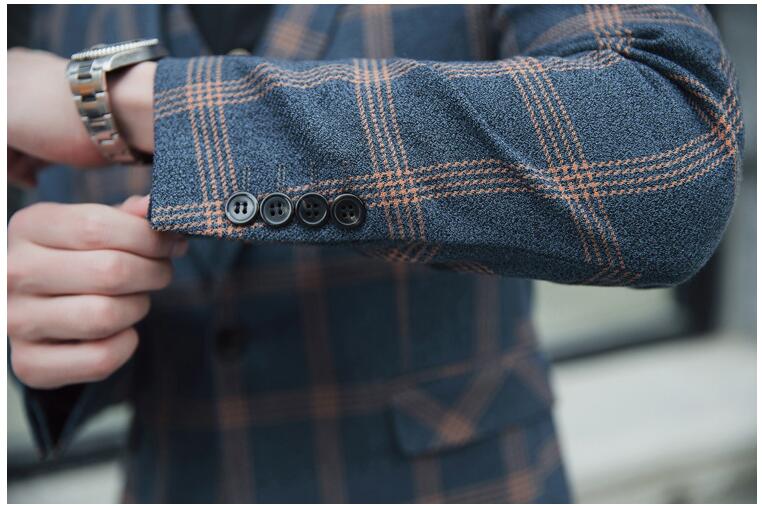 Fashion Plaid Tweed Bridegroom Wedding Clothing Best Men Suits Three Pieces (Blazer+Pant+Vest) Business Banquet Tuxedos For Sale