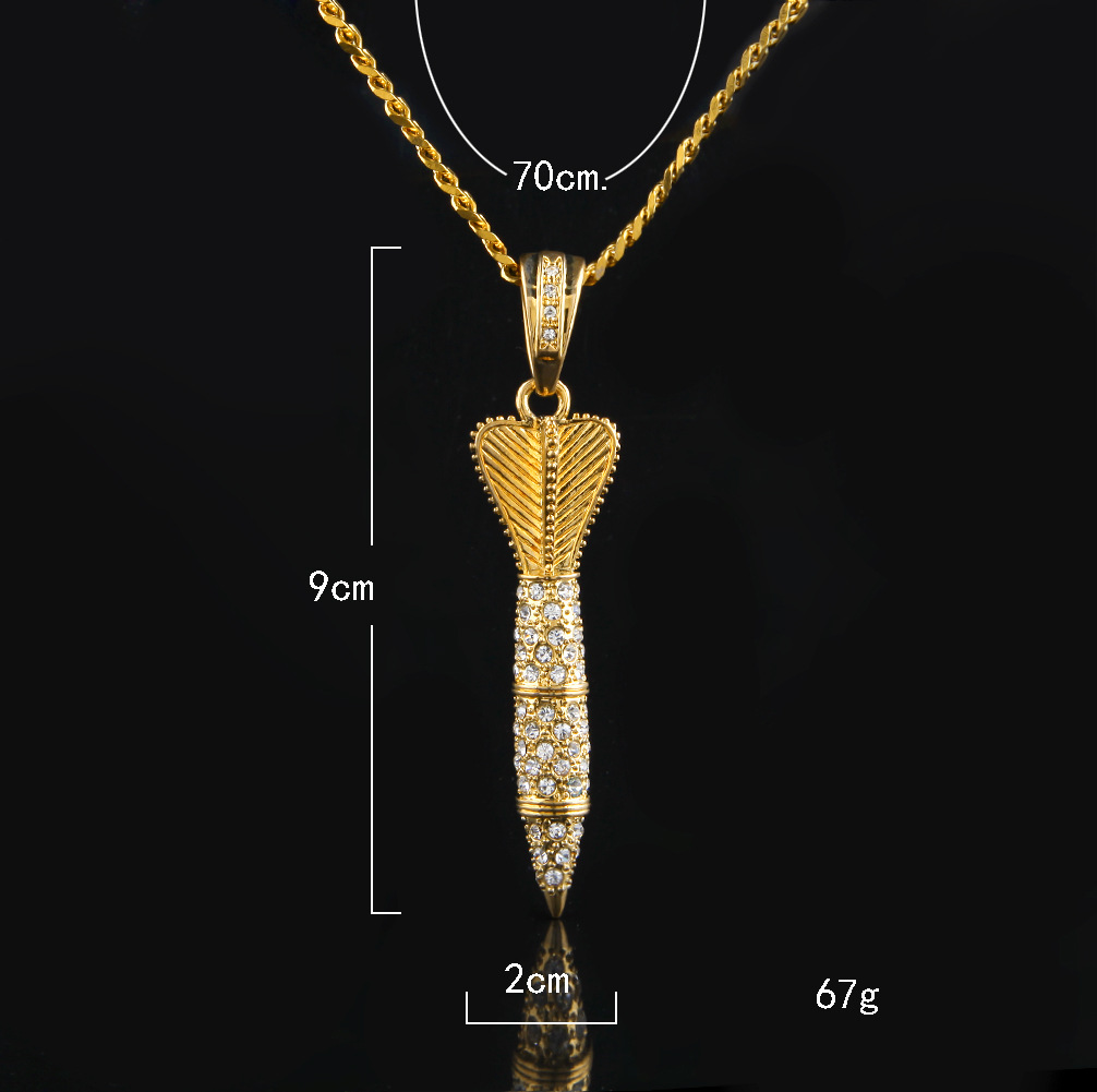 Fashion-diamond rocket pendant Heavy Industries full of diamond darts pendant Men's hip hop necklace