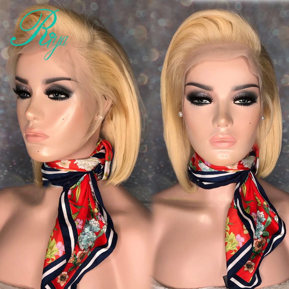 Free part 613 Blonde Short Bob Wigs Brazilian Straight Lace Wig heat resistant synthetic Wig For Women