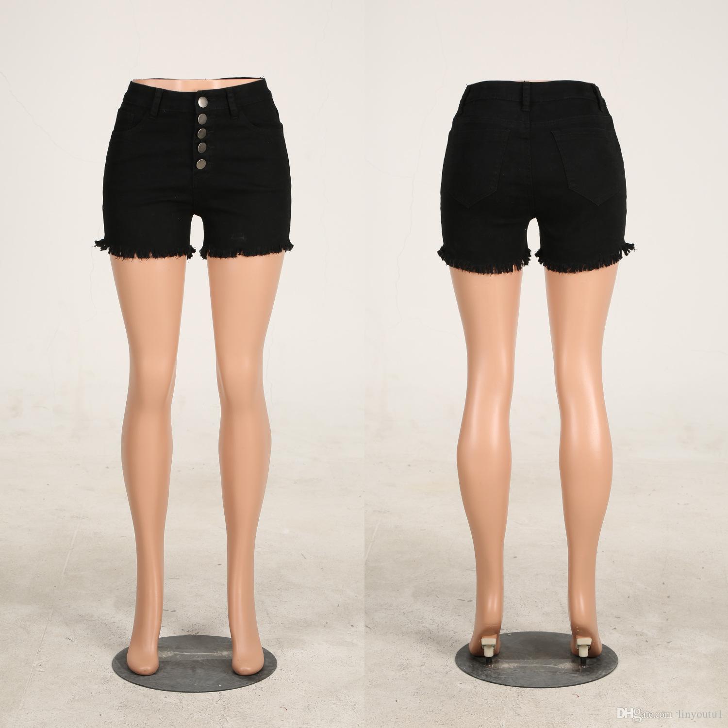2020 Hot Summer Women Casual High Waisted Short Mini Button Short Pants Black White Sexy Shorts