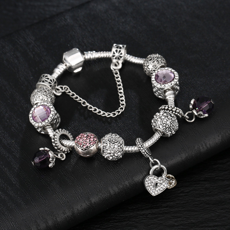 Wholesale- Charm Bracelet 925 Silver Pandora Bracelets For Women Royal Crown Bracelet Purple Crystal Beads Diy Jewelry with custom logo
Wholesale- Charm Bracelet 925 Silver Pandora Bracelets For Women Royal Crown Bracelet Purple Crystal Beads Diy Jewelry with custom logo